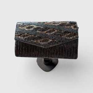 Elegant Black and Brown Beaded Clutch